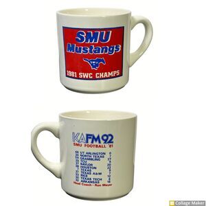 Vtg SMU Mustangs 1981 SWC Champs Southern Methodist University Coffee Cup Mug